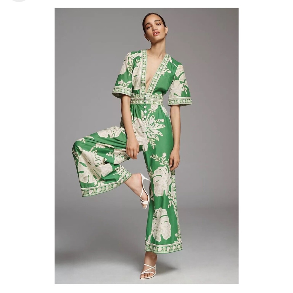 Farm Rio Monstera Wide-Leg Jumpsuit Size S
